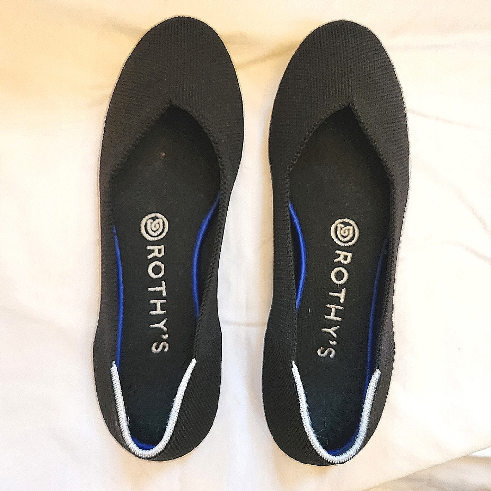 Rothy's The Flat Round Toe Black Slip On Women’s Size 7